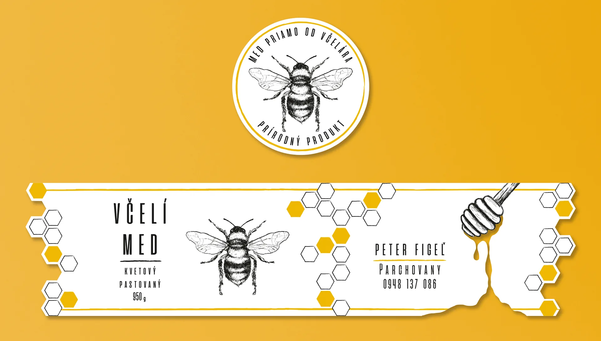 Etiketa na včelí med - design etikety