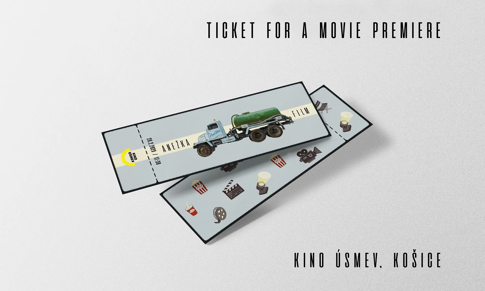 Lístky na premiéru filmu - grafický dizajn